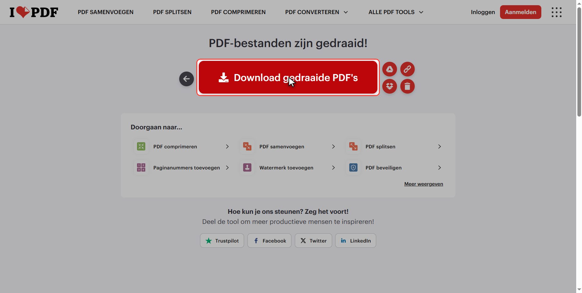 Download hem — Een PDF draaien zodat hij gedraaid blijft