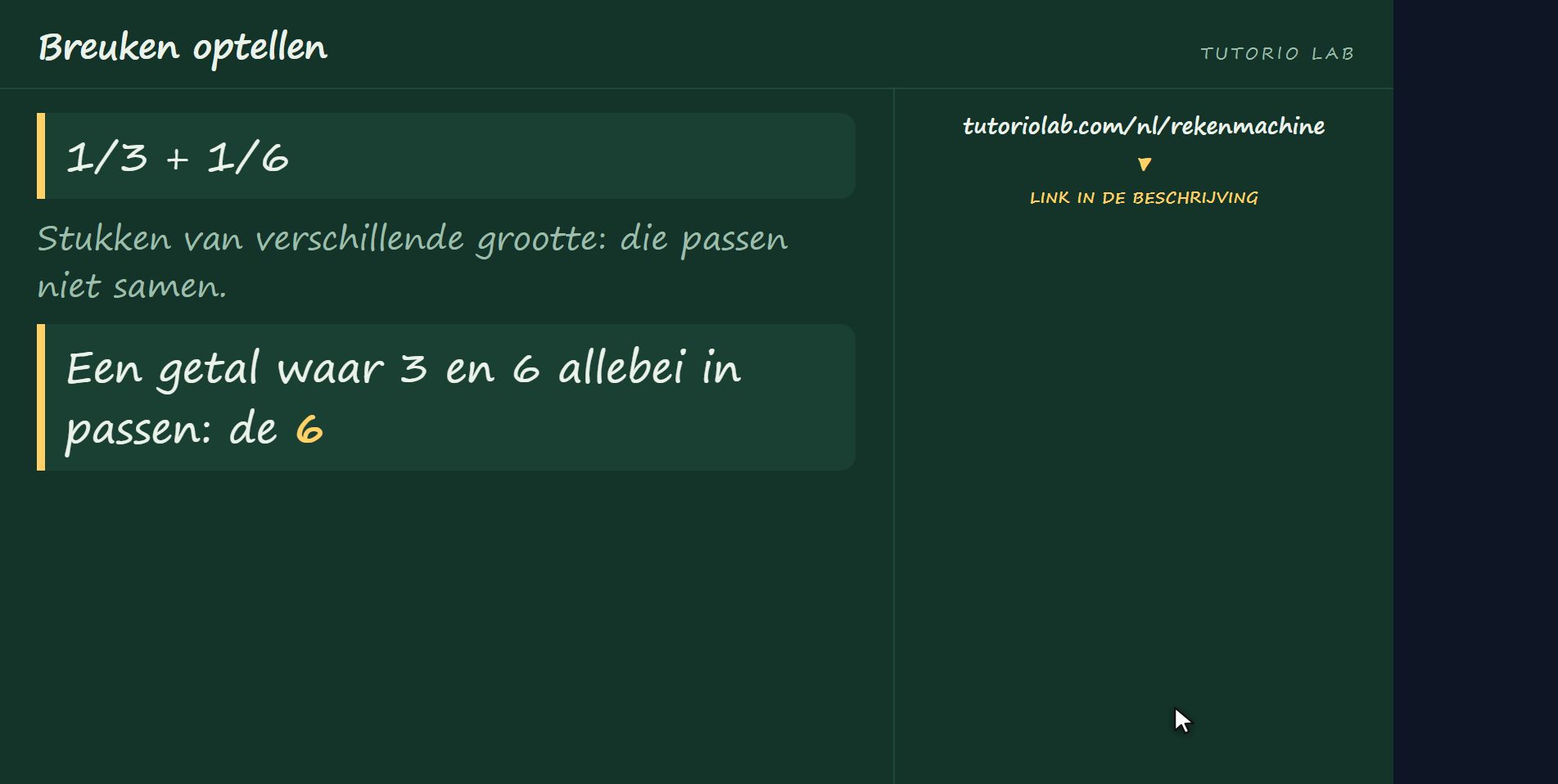 De gelijke noemer — Breuken optellen