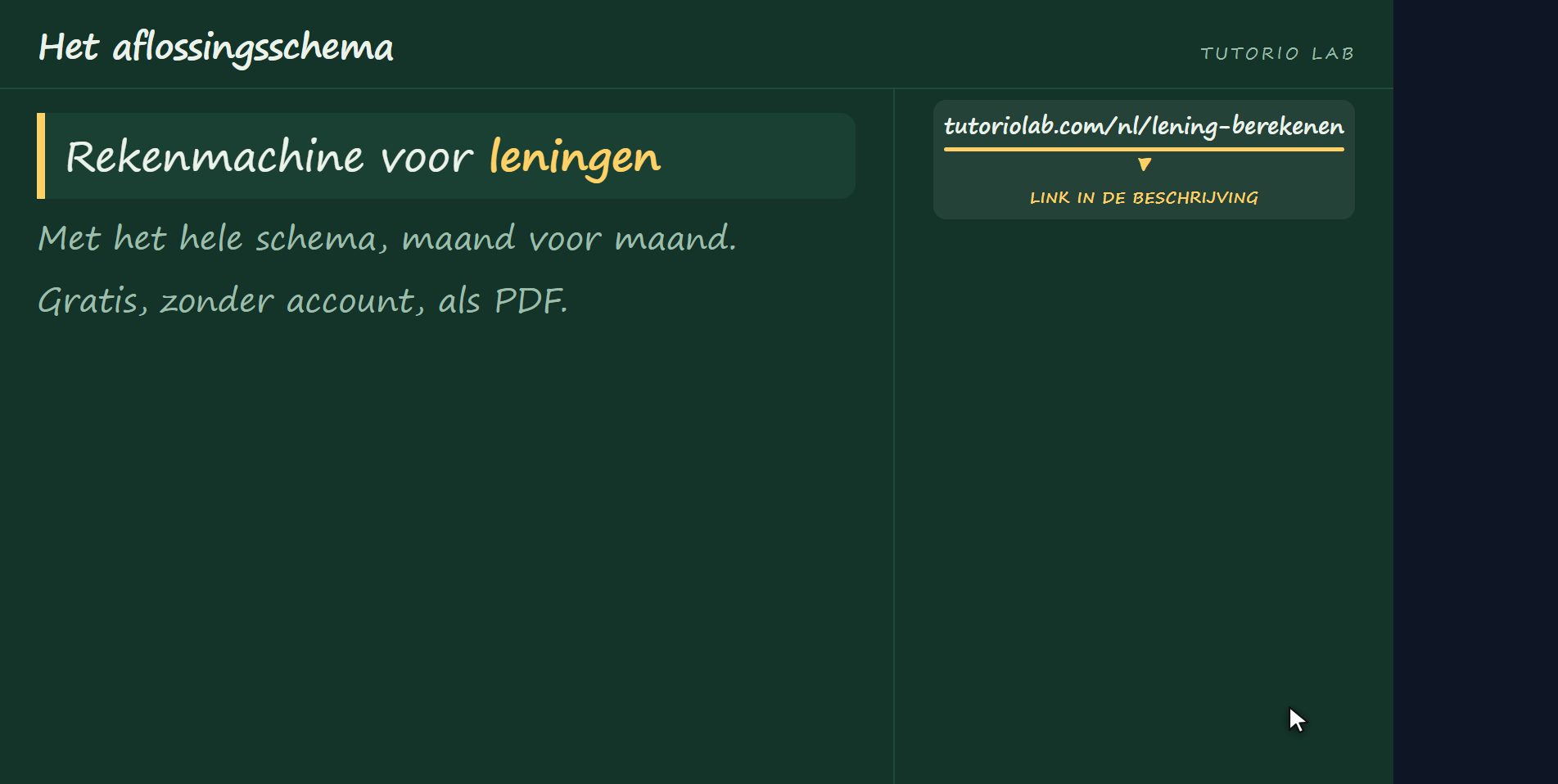 De site rekent het uit — Het aflossingsschema