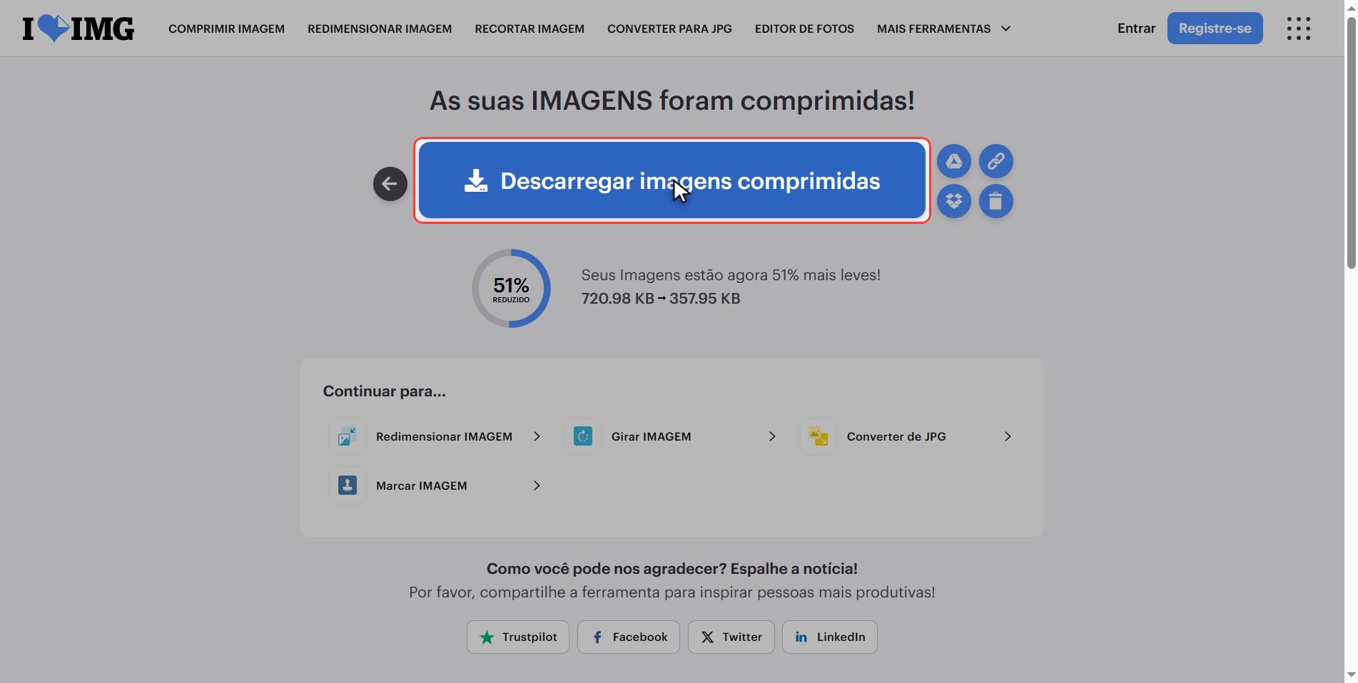 Baixe as fotos — Como reduzir o peso de uma foto