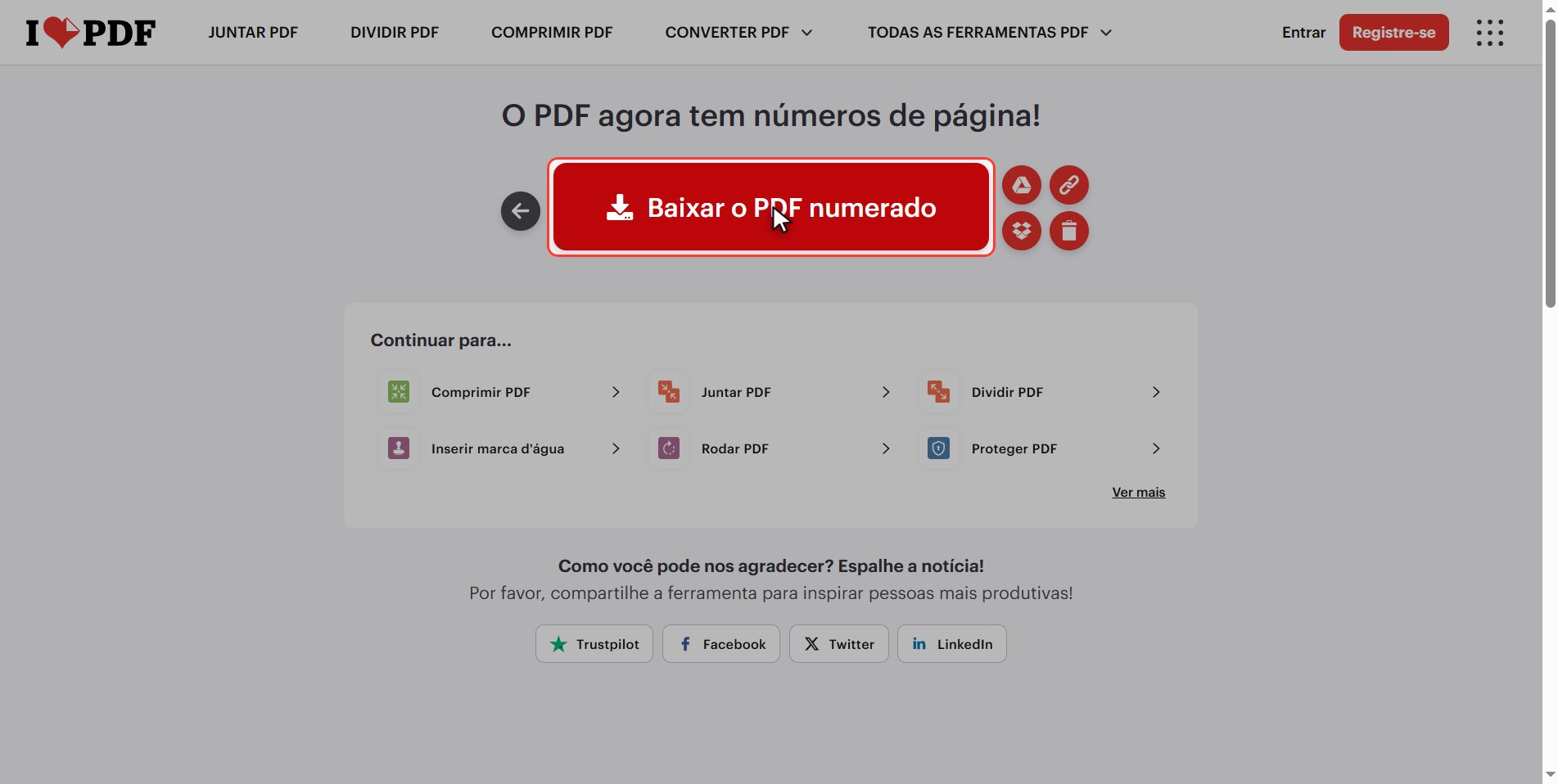 Baixe o seu PDF numerado — Como colocar números de página num PDF