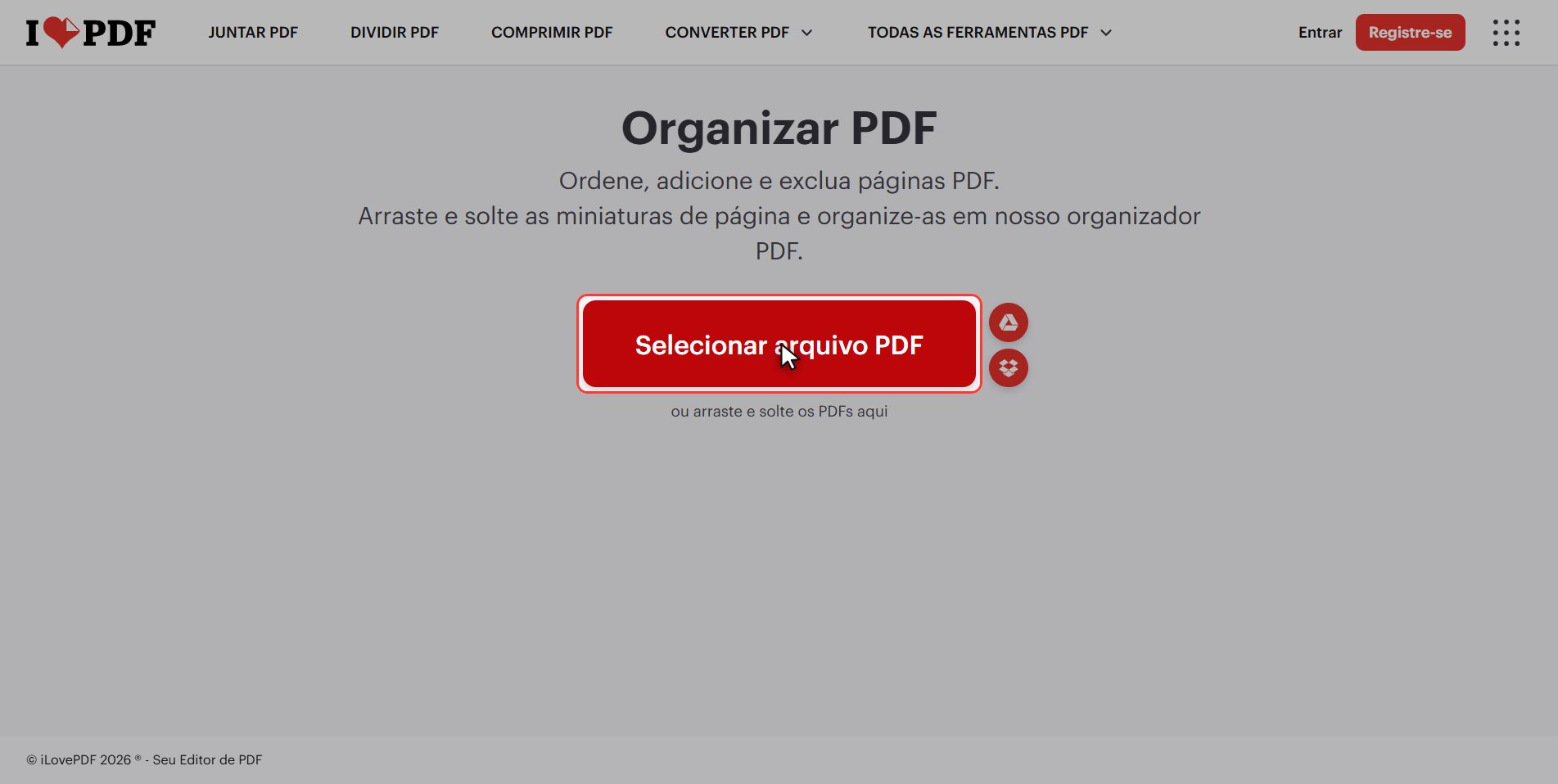 Envie seu PDF — Como mudar a ordem das páginas de um PDF