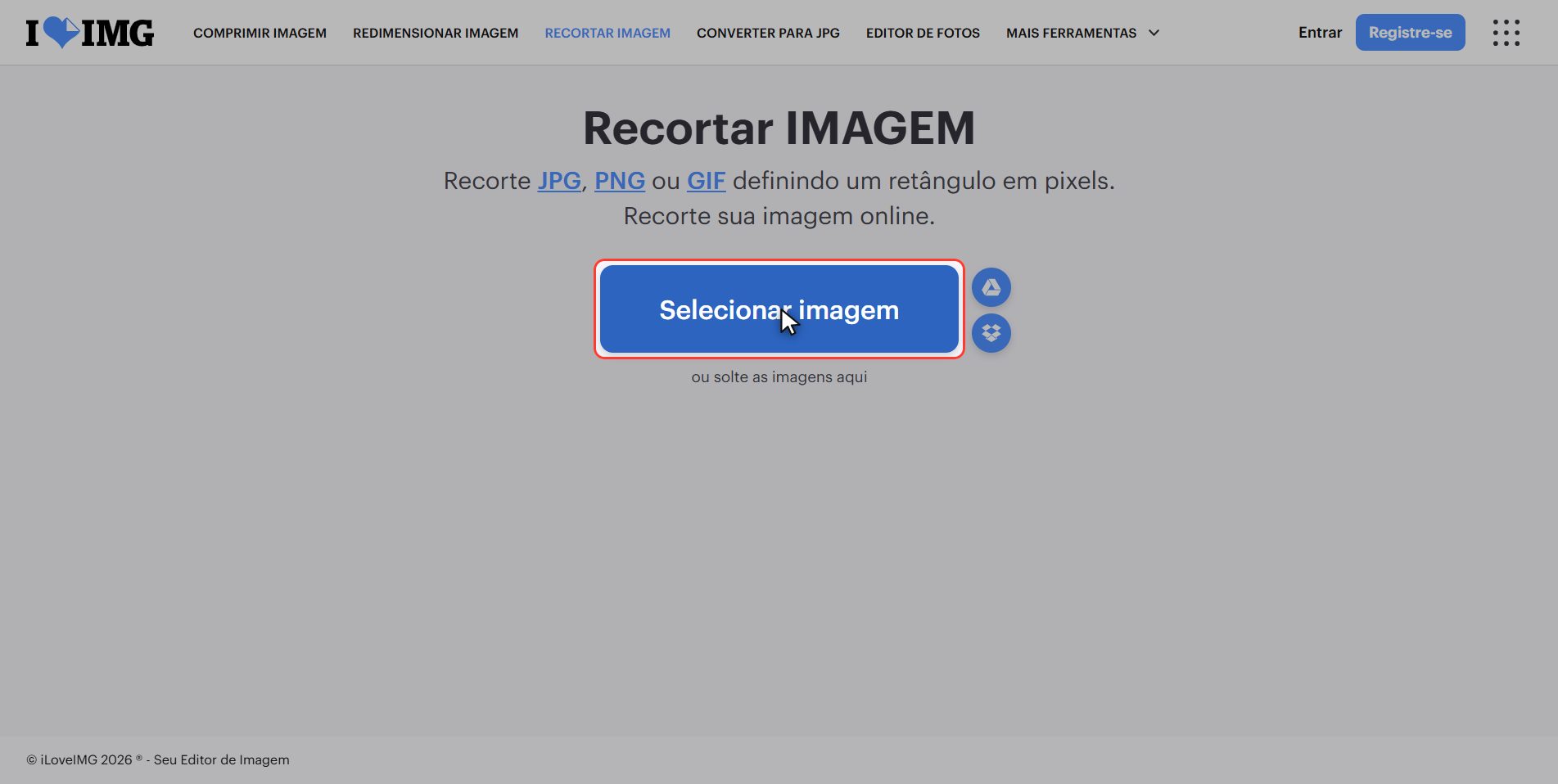 Envie sua foto — Como recortar uma imagem