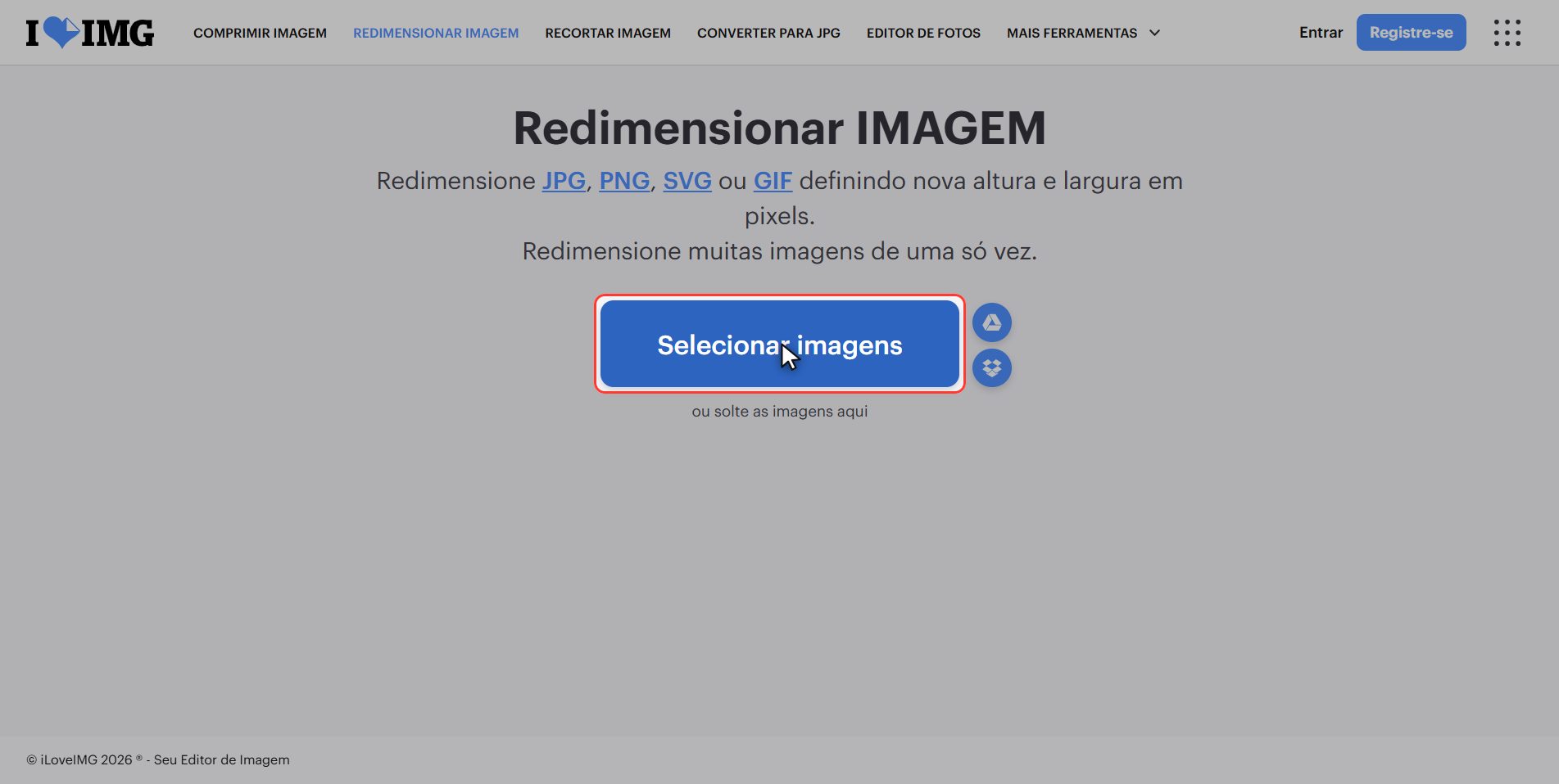 Envie sua foto — Como mudar o tamanho de uma imagem