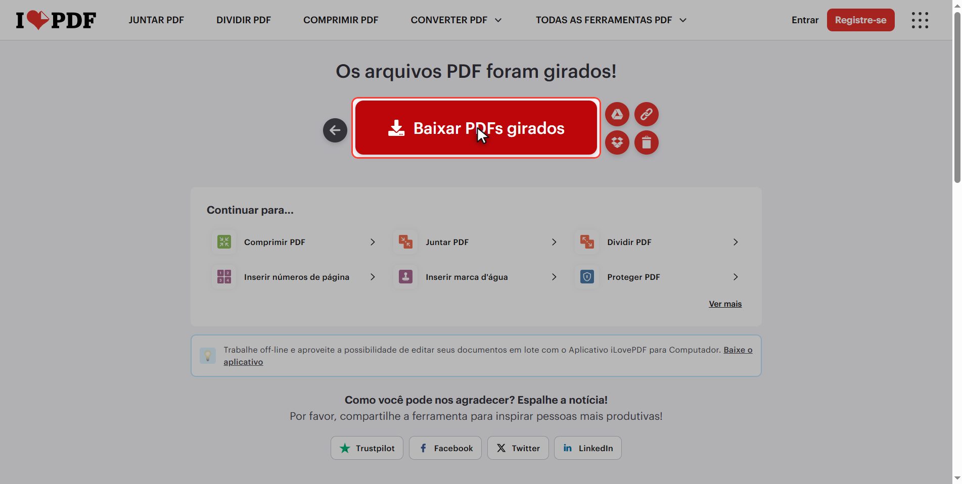 Baixe o arquivo — Como girar um PDF e que fique girado