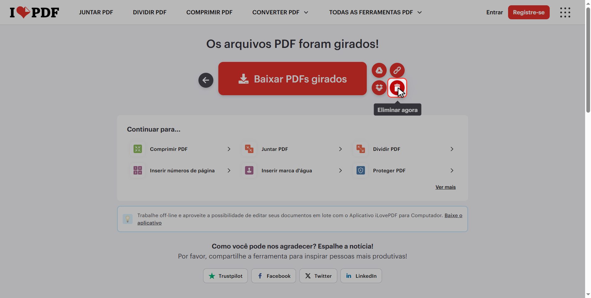 O que acontece com seus arquivos — Como girar um PDF e que fique girado