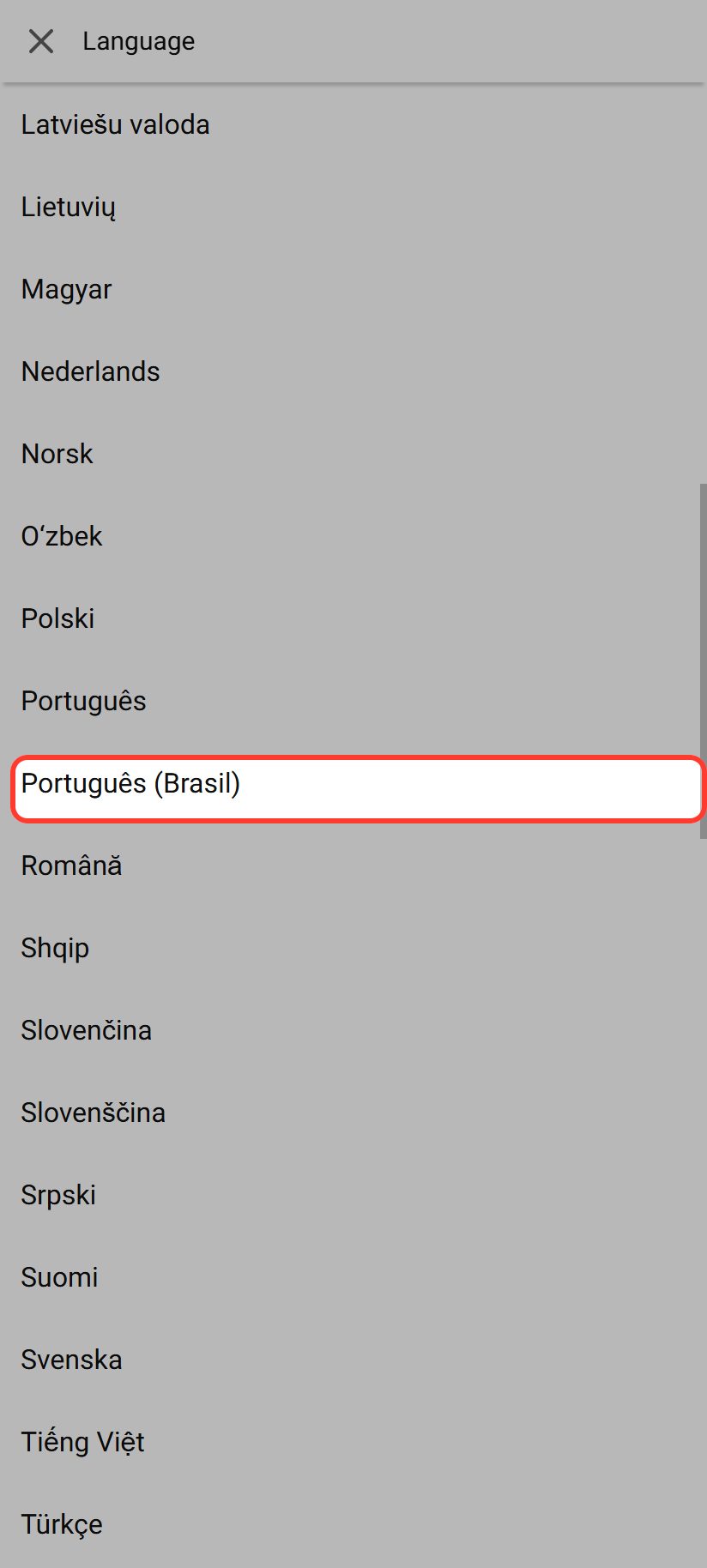 Escolha Português